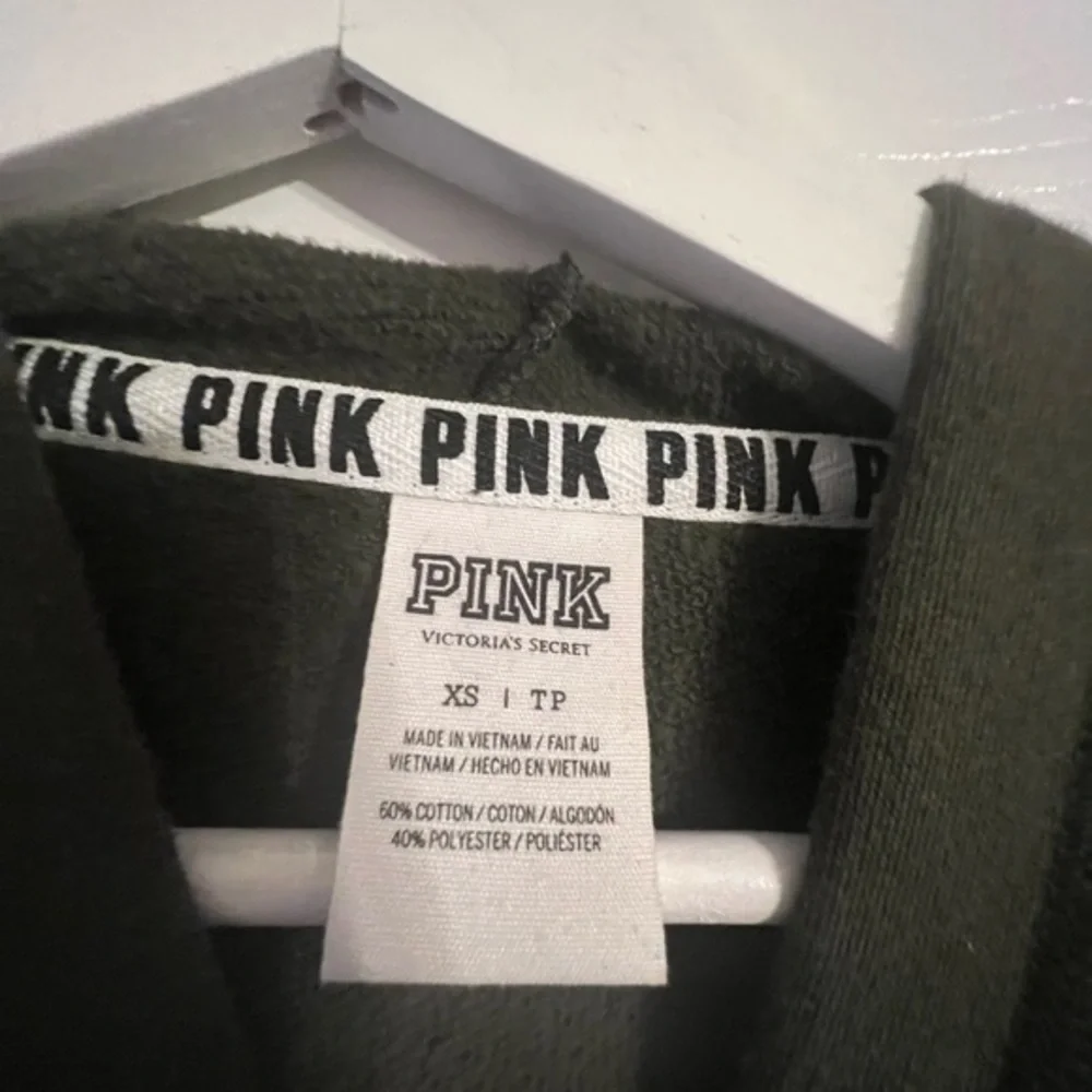 PINK Victoria Secret olive green zip up hoody size‎ XS
